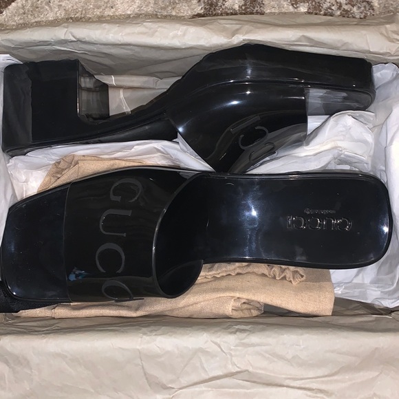 *Brand New* GUCCI Rubber Logo Platform Slide Sandal size 11 - Picture 5 of 8